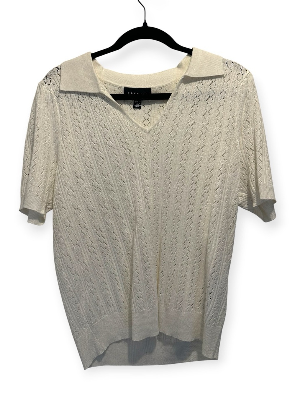 Premise Collared Knit Top White XL